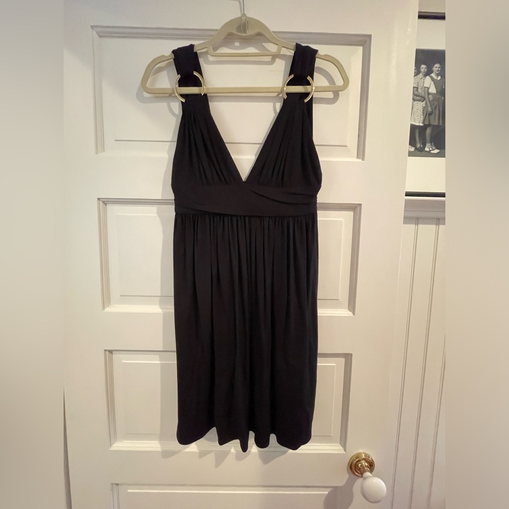 Milly gold ring black mini dress